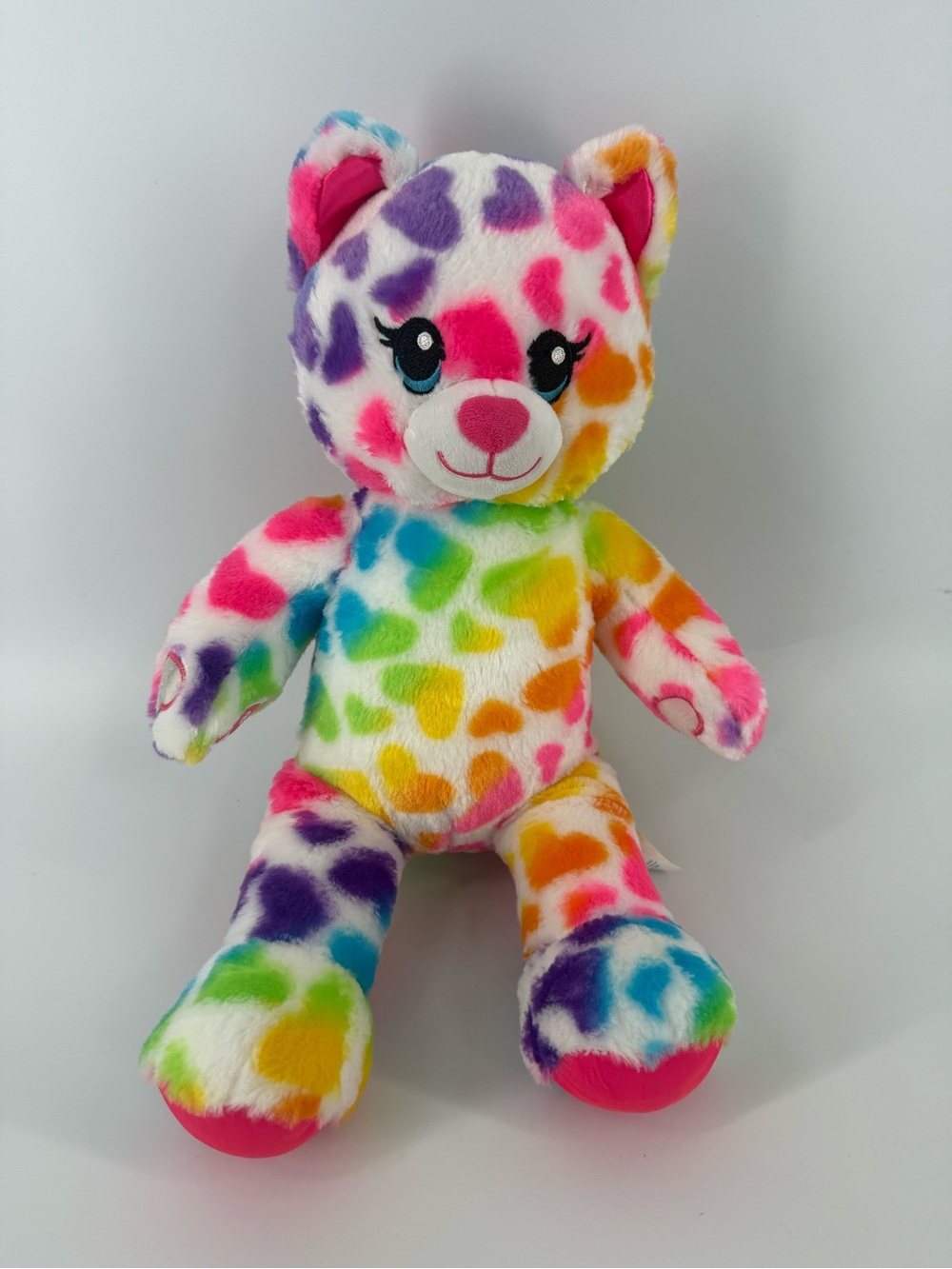 Build A Bear Workshop BAB Rainbow Hearts Kitty Cat Hugs Stuffed Plush Toy 2018